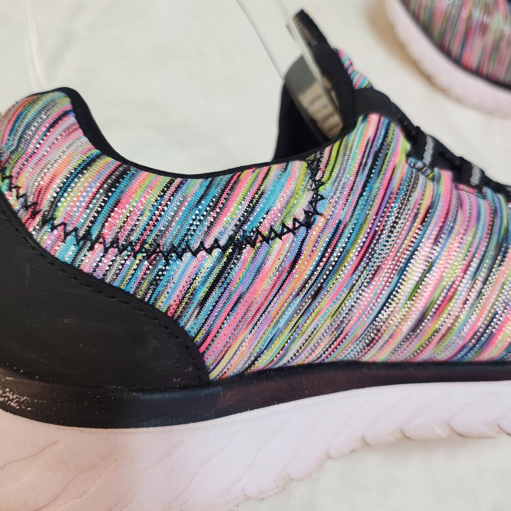 Rainbow Glitter Sneakers 7 Multi Color Sparkle Shimmer Slip On Kidcore Neon Rave - Picture 6 of 13